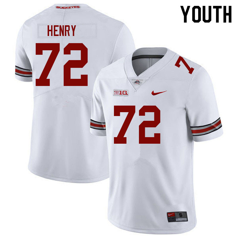 Ohio State Buckeyes Avery Henry Youth #72 White Authentic Stitched College Football Jersey